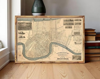 Vintage Map of New Orleans 1884 Old Map New Orleans | Wall Map Print