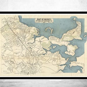 Old Map of Quincy 1897 Massachusetts Vintage Map | Vintage Map Wall Art Print | Large Map Print | Home Decor Wall Art