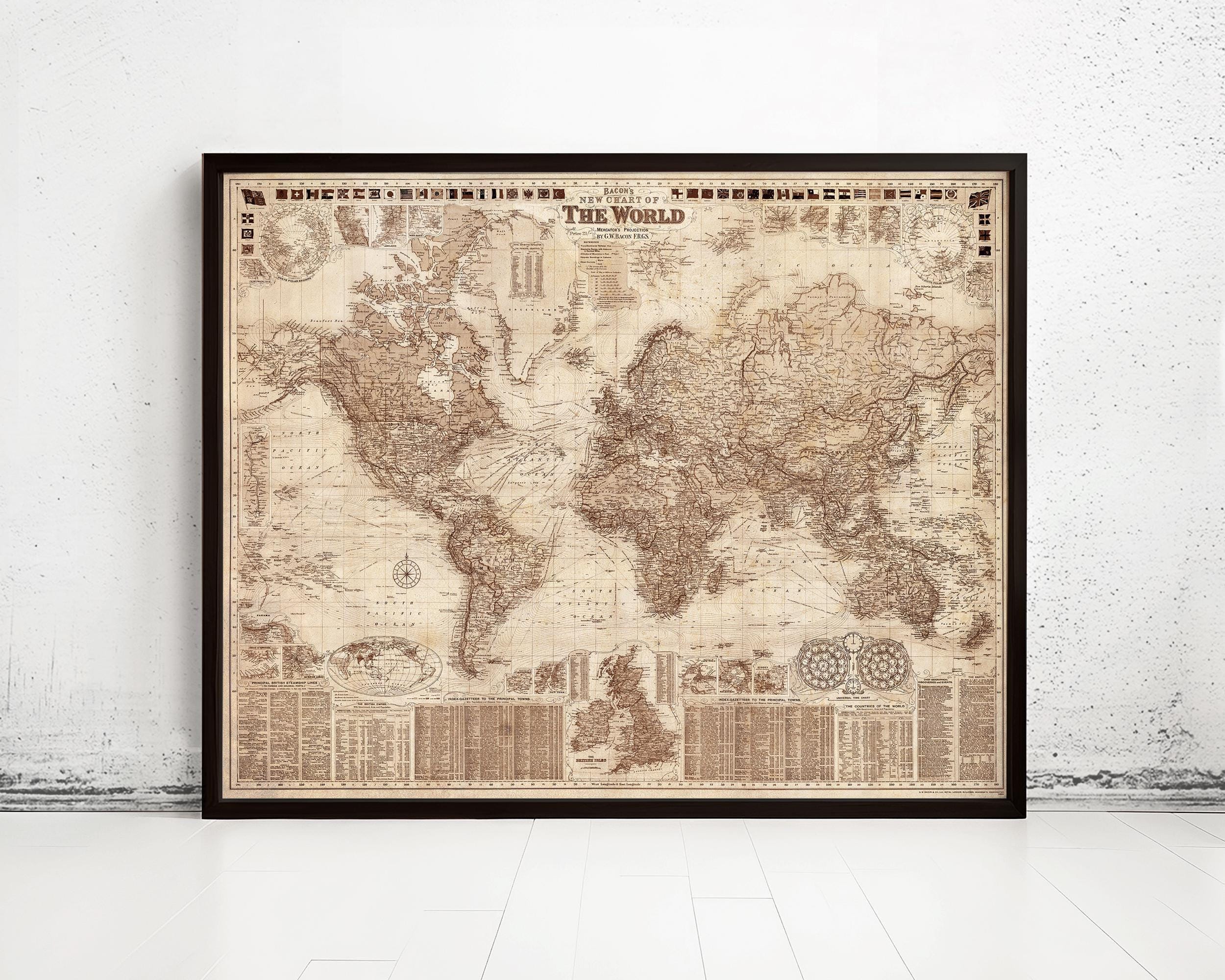 1910 world maps - Etsy 日本