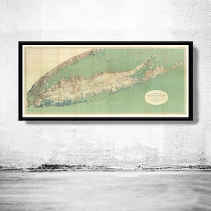 Old Map of Long Island 1913 Vintage Map | Vintage Map Wall Art Print | Large Map Print | Home Decor Wall Art