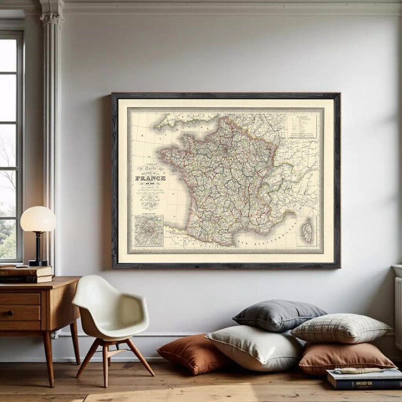 Old Map of France 1835 Vintage Map | Wall Map Print - Etsy Canada