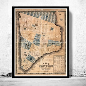 Old Map of New York 1834 Manhattan vintage Map | Vintage Map Wall Art Print | Large Map Print | Home Decor Wall Art