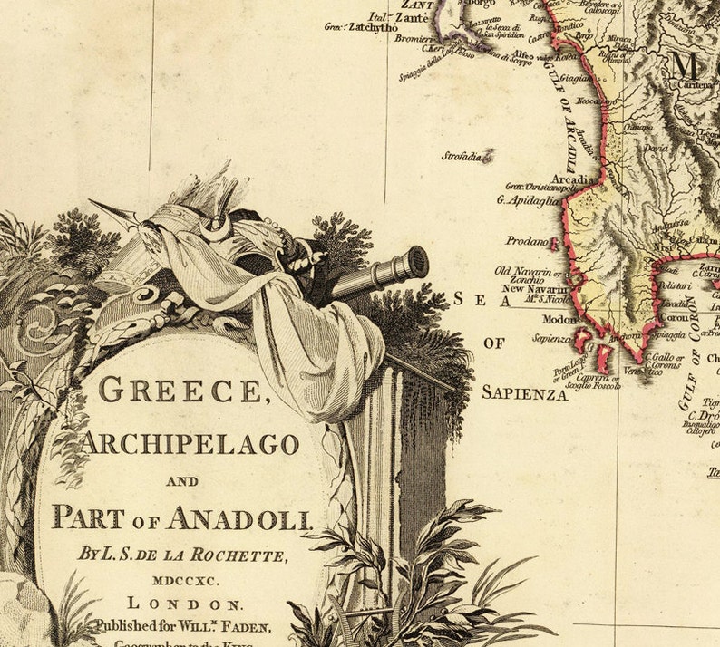 Old Map of Greece 1791 Vintage map Vintage Poster Wall Art Print