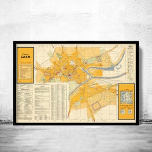 Old Map of Caen France 1942 Vintage Map | Vintage Map Wall Art Print | Large Map Print | Home Decor Wall Art