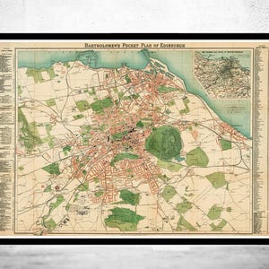 Old Map of Edinburgh 1901 Scotland Vintage Map | Vintage Map Wall Art Print | Large Map Print | Home Decor Wall Art