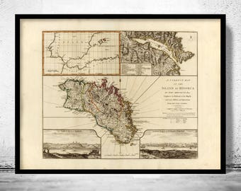 Old Map of Minorca Island Spain 1794  | Vintage Poster Wall Art Print | Wall Map Print |  Old Map Print