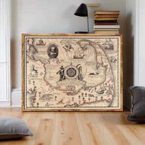 Old Map of Cape Cod Map Illustrated Massachusetts Old Map of Cape Cod | Wall Map Print