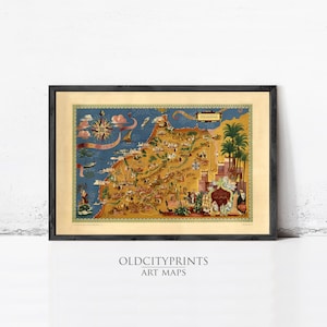 Old Map of Morocco Le Maroc Vintage Map | Wall Map Print