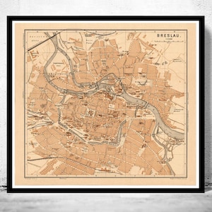 Beautiful Old Map of Wroclaw Breslau Poland 1895 Vintage Map  | Vintage Map Wall Art Print | Large Map Print | Home Decor Wall Art