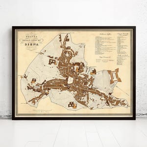 Old Map of Siena Italy 1840 Siena Italia Vintage Map  | Vintage Map Wall Art Print | Large Map Print | Home Decor Wall Art