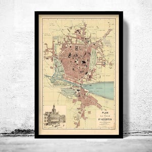 Old Map of Saint Quentin France 1871 Vintage Map | Vintage Map Wall Art Print | Large Map Print | Home Decor Wall Art
