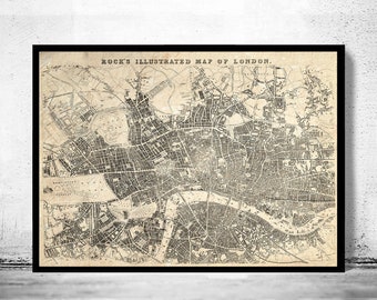 Old Map of London England United Kingdom 1845 Vintage Map | Vintage Poster Wall Art Print | Wall Map Print | Old Map Print