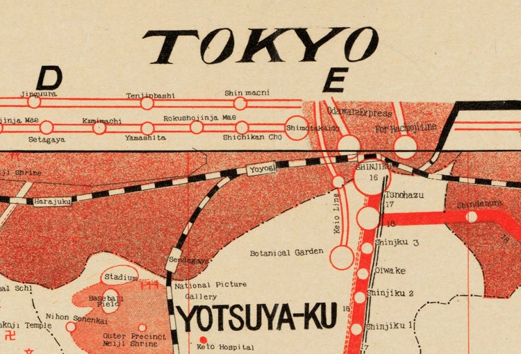 Old Map of Tokyo Japan 1929 Vintage Map Vintage Poster Wall - Etsy ...