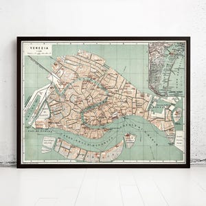 Old Map of Venice Italy 1886 Vintage Map | Vintage Map Wall Art Print | Large Map Print | Home Decor Wall Art