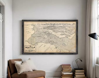 Vintage Seattle Washington Map 1925 | Antique City Wall Print