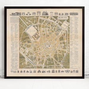 Old Map of Milan Milano 1871  Italy  | Vintage Map Wall Art Print | Large Map Print | Home Decor Wall Art