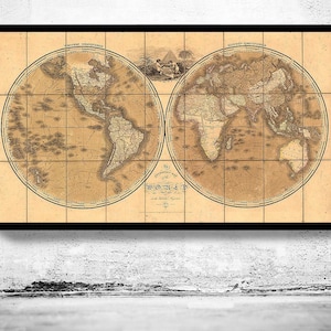 Old Map of The World  1819 World Wall Map | World Map Gift World Map Print | Vintage World Map | World Map Wall Art | Large Map Print