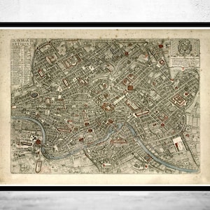 Old Map of Rome Roma Italy 1773 Old Map of Rome  | Vintage Map Wall Art Print | Large Map Print | Home Decor Wall Art