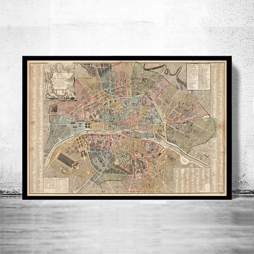 Old Map of Paris 1790 France Vintage Map Vintage Poster Wall Art Print ...