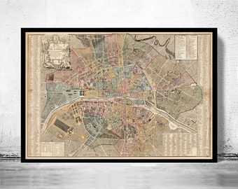 Old Map of Paris 1790 France Vintage Map | Vintage Poster Wall Art Print | Wall Map Print | Old Map Print