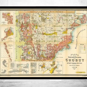 Old Map of Chubut Argentina 1928 Vintage Map  | Vintage Map Wall Art Print | Large Map Print | Home Decor Wall Art