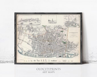 Vintage Map of Liverpool 1836 | Wall Map Décor Art Print