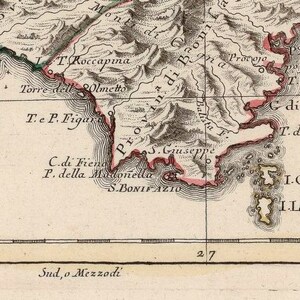 Old Map of Corsica Isle de Corse 1782 Vintage Map Vintage Poster Wall Art Print Wall Map Print Old Map Print image 3