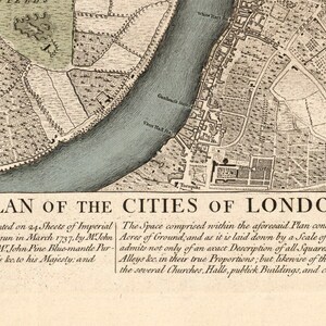 Old Map of London 1749 Vintage Map of London Vintage Poster Wall Art Print Wall Map Print Old Map Print image 3