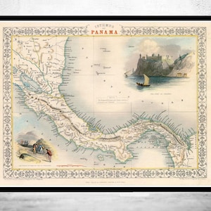 Vintage Map of Panama, Old map 1857  | Vintage Map Wall Art Print | Large Map Print | Home Decor Wall Art
