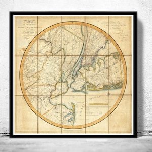 Old Map of New York and Environs 1811  | Vintage Map Wall Art Print | Large Map Print | Home Decor Wall Art