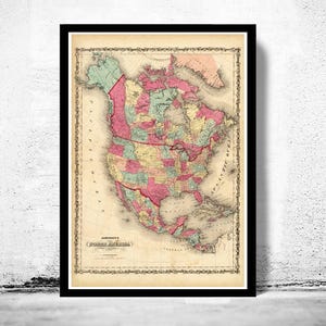 Old Map of United States of America, North America 1860  | Vintage Map Wall Art Print | Large Map Print | Home Decor Wall Art