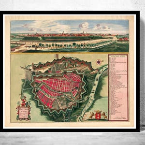 Old Map of Gdansk Danzig Poland 1687 Vintage Map | Vintage Map Wall Art Print | Large Map Print | Home Decor Wall Art