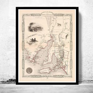 Vintage Map of South Australia 1851 Old map  | Vintage Map Wall Art Print | Large Map Print | Home Decor Wall Art