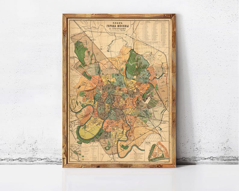 Old Map of Moscow Russia 1910 Vintage Map | Wall Map Print - Etsy