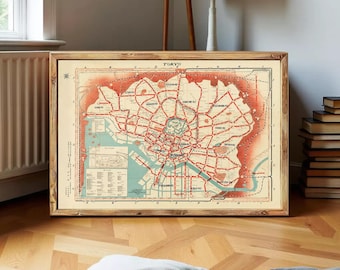 1849年の江戸または東京の日本地図、東京の古地図、東京の古地図、東京