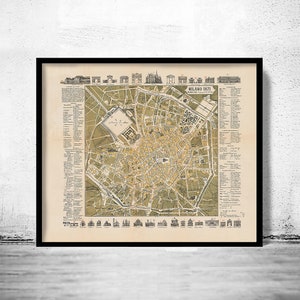 Old Map of Milan Milano 1871  Italy  | Vintage Poster Wall Art Print | Wall Map Print | Old Map Print