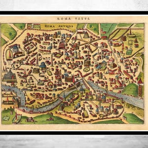 Old Map of Rome Italy 1627 Vintage Map of Rome | Vintage Map Wall Art Print | Large Map Print | Home Decor Wall Art