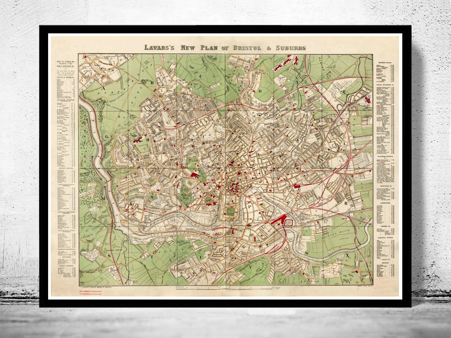 Map Of Bristol Suburbs Old Map Of Bristol Uk 1890 Vintage Poster Wall Art Print | Etsy Uk