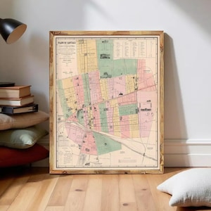 Old Map of Santiago de Chile 1875 Vintage Map | Wall Map Print