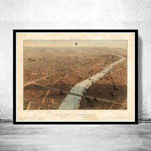 Old View of London in 1896 Vintage Map | Vintage Map Wall Art Print | Large Map Print | Home Decor Wall Art