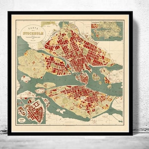 Old Map of Stockholm Sweden 1922 Vintage Map | Vintage Map Wall Art Print | Large Map Print | Home Decor Wall Art