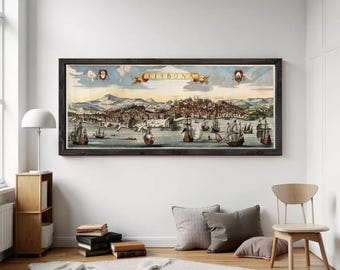Old Map of Lisbon Lisboa Portugal 1670 Vintage Map  | Wall Map Print