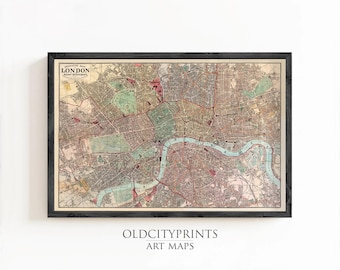 Vintage Map of London 1880 Antique London Map | Wall Map Print