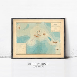 Old Map of Açores Azores Islands 1899 Portuguese map | Wall Map Print