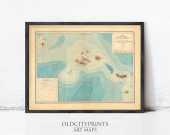 Old Map of Açores Azores Islands 1899 Portuguese map | Wall Map Print
