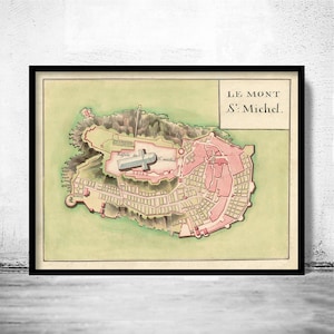 Old Map of Mont St Michel France 1700 Vintage Map | Vintage Map Wall Art Print | Large Map Print | Home Decor Wall Art