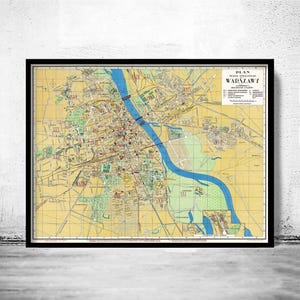 Old Map of Warsaw 1925 Poland Vintage Map | Wall Map Print