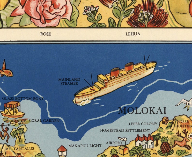 Old Map of Hawaiian Islands Hawaii Vintage Map Vintage - Etsy