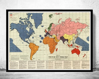 Old World Map infamous New World Order 1942 | World Map Gifts World Map Print | Vintage World Map | World Map Wall Art