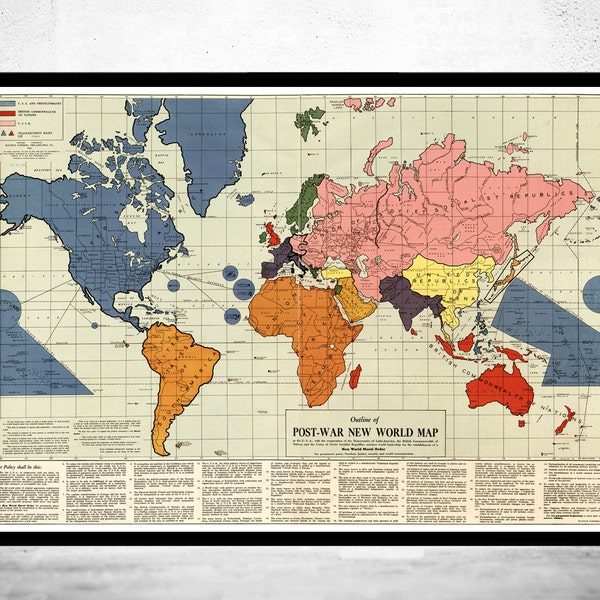 Old World Map infamous New World Order 1942 | World Map Gifts World Map Print | Vintage World Map | World Map Wall Art